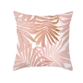 Detailed macro view of tropical palm leaf patterns on soft peach skin pillowcase fabric - Pink White Gold Tropical Leaf Style (TPR439-12)