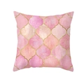 Detailed texture of pink peach skin pillowcase with golden quatrefoil geometric patterns - Pink Moroccan Geometric Style (TPR439-13)