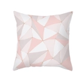 Detail of pink and grey geometric triangle pattern on soft peach skin pillowcase - Pink White Grey Gold Triangle Patchwork (TPR439-14)