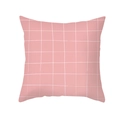 Detailed close-up of pink peach skin pillow cover with white grid texture patterns - Pink Simple Thin Grid Style (TPR439-19)