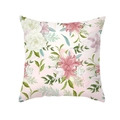 Close-up of pink peach skin pillowcase with floral lily print and neat stitching - Pink Lily Floral Print Style (TPR439-20)