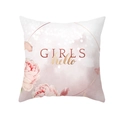 Detail of peach skin pillowcase with pink floral pattern and GIRLS hello text - Pink Circle GIRLS Quote (TPR439-22)