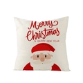 Square beige polyester pillowcase featuring red Santa Claus print and Merry Christmas text - 45x45CM (No Core) / Santa Claus Face and Wishes Style (JYM136-15)