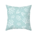 Detailed view of blue pillowcase featuring white coral patterns and soft peach skin texture - 45x45CM (No Core) / Coral Branch Pattern (TPR438-6)