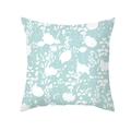 Detail of blue geometric cushion cover with white floral print on soft peach skin fabric - 45x45CM (No Core) / Pastoral Floral Pattern (TPR438-8)