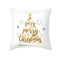 Fodera per cuscino bianca con albero di Natale dorato e scritte festive artistiche - Albero di Natale Tipografico Oro (TPR413-13)