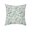 Close-up of blue paisley pattern on soft peach skin fabric square pillowcase - 45x45CM (No Core) / Paisley Pattern (TPR438-17)