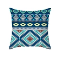 Funda de cojín bohemia con estampado geométrico y motivos étnicos para decoración hogar - 45x45CM (Sin Relleno) / Líneas Geométricas Azul Amarillo (TPR437-3)