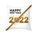 Federa natalizia bianca con stampa Happy New Year 2022 e decorazioni con fiocchi - Tema Capodanno (TPR413-14)