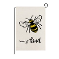 Polyester garden flag with watercolor bee design and Bee Kind text on black metal stand - Bee Theme Style (HYQ026-1)