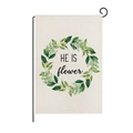 Polyester spring garden flag with watercolor floral wreath and black metal stand - Botanical Wreath Style (HYQ026-2)