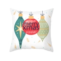 Housse de coussin de Noël avec trois ornements et texte Merry Xmas imprimé - 45*45cm (Coussin non inclus) / Impression Pendentifs de Noël (TPR418-5)