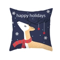 Housse de coussin de Noël bleu marine avec motif de renne et texte Happy Holidays - 45*45cm (Coussin non inclus) / Motif Élan Bleu (TPR418-6)