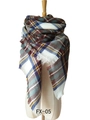 Women's plaid cashmere scarf in navy blue, yellow, and burgundy with fringe details - Pure White