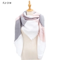Pink and grey checkered scarf with fringe tassels displayed on a mannequin - Pink Grey (FJ-31#)