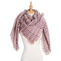 Thick colorful plaid scarf with tassels on mannequin for autumn and winter warmth - Pink Plaid (FJ08-03)