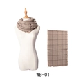 Écharpe d'hiver à carreaux marron et crème en cachemire synthétique avec franges - Style Plaid Jaune (WB-01)