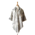 Sciarpa da donna tipo cashmere con motivi geometrici grigi e nappe floreali chic - Grigio