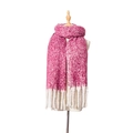 Thick knit chunky tassel scarf in pink and white mixed color blend for winter - Purplish Red