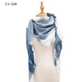 Blue and white striped scarf with fringe details on a mannequin model - Blue White (FJ-34#)