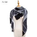 Classic black, white, and grey checkered winter scarf with fringes on a mannequin - Black Grey (FJ-36#)