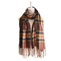 Sciarpa classica a quadri caldi con frange arancioni e marroni per l'autunno inverno - 200X58CM (Include nappine) / Marrone