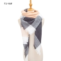 Classic orange and grey plaid scarf with soft tassels on a display mannequin - Champagne (FJ-46#)
