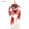 Red and brown plaid square scarf with tassel fringe for autumn and winter - Large Check Coffee (FJ-51#)