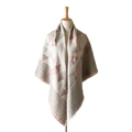 Sciarpa invernale in cashmere con motivi geometrici beige e rosa e nappe decorative - Rosa