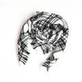 Classic black and white plaid cashmere scarf with soft tassel details for winter wear - Kids Size / Off-white Light Gray