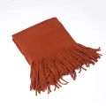 Burnt orange faux cashmere knit scarf for men and women featuring long tassels - Caramel color