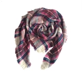 Plaid cashmere-feel scarf with colorful fringe detailing for autumn and winter - Kids Size / Rice Pink