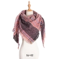 Plaid tassel shawl scarf for women in pink purple and yellow grid pattern SJ-02 - 135x135x200cm / Pink