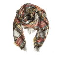 Autumn winter cashmere feel plaid scarf in orange and yellow with fringe tassels - Kids Size / Grey-Beige