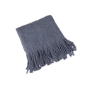 Medium gray solid thick knit scarf with long tassels and soft imitation wool texture - Dark Gray