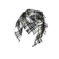 Klassischer schwarz-weißer karierter Schal mit Fransen für den Herbst und Winter - Erwachsene / Off-White Hellgrau