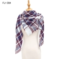 Classic maroon and navy blue plaid scarf with long fringe details for women - White Purple (FJ-28#)