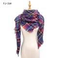 Plaid scarf with navy, red, and yellow stripes and decorative tassels, style FJ-26# - Purple Blue (FJ-26#)
