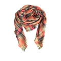 Herbst-Winter-Karo-Schal mit Kaschmir-Gefühl in Orange und Camel mit Fransen-Kanten - Orange