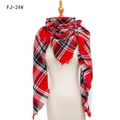 Classic red, black and white plaid scarf with fringe on a white mannequin - Bright Red White (FJ-24#)