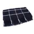 Classic black and white checkered plaid scarf with fringe tassels for autumn and winter - Black & White Check