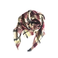 Classic plaid triangle scarf in burgundy and beige with fringed edges for women - Black & Jujube Red