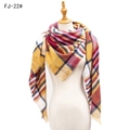 Classic yellow and red plaid scarf for women with fringe edges on a mannequin - Wine Red Yellow (FJ-22#)