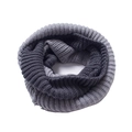 Detailed view of the thick gray patchwork knitted neck warmer with chunky ribbed texture - 110x30cm / Dark Gray & Light Gray
