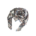 Classic plaid cashmere-like triangle scarf in brown and green with fringe detail - Pure White