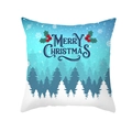 Housse de coussin Noël en peau de pêche avec forêt bleue et imprimé festif - 45*45cm (Coussin non inclus) / Paysage de Neige d'Hiver Bleu (TPR418-11)