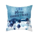 Housse de coussin de Noël avec ciel étoilé bleu et illustration d'une ville enneigée - 45*45cm (Coussin non inclus) / Ville Enneigée Bleue (TPR418-12)