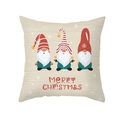 Housse de coussin gnomes de Noël avec imprimé Merry Christmas en peau de pêche - 45*45cm (Coussin non inclus) / Trois Gnomes de Noël (TPR418-14)