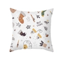 Taie d'oreiller de Noël avec imprimé festif d'animaux et bougies Best Wishes - 45*45cm (Coussin non inclus) / Gribouillis de Fêtes Chauds (TPR418-15)