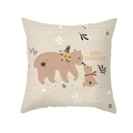 Housse de coussin de Noël carrée avec ours et texte Merry Christmas sur motif bois - 45*45cm (Coussin non inclus) / Gros Et Petits Ours Bruns (TPR418-16)